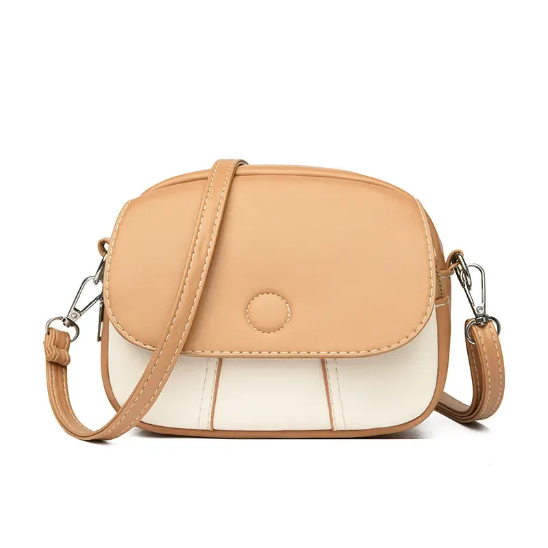 Women Crossbody Bag Mini Multi Layered Brown White - Image 2