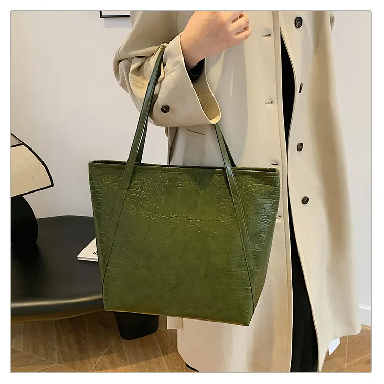 Green Croc Embossed Women's Large Tote Bag — feature 13