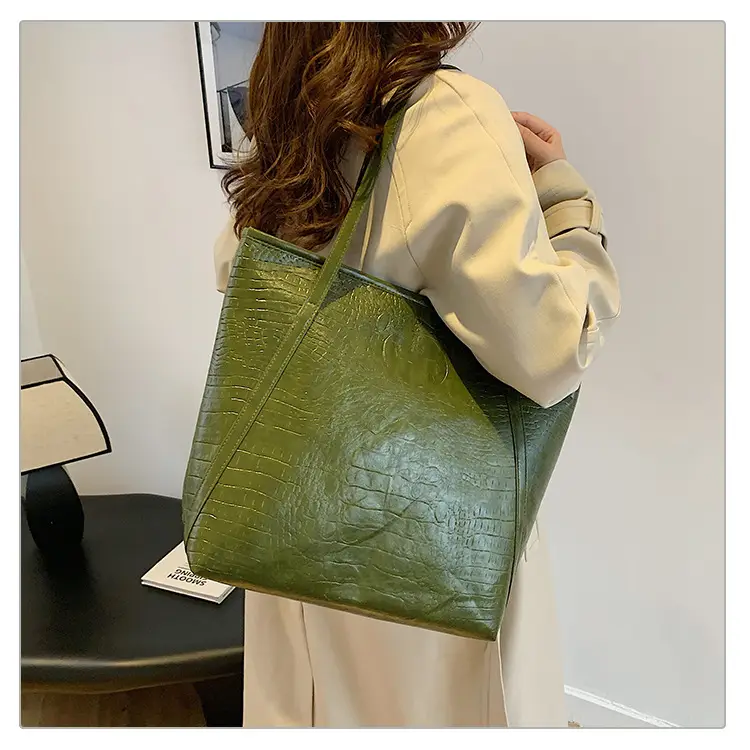 Green Croc Embossed Women's Large Tote Bag — feature 14