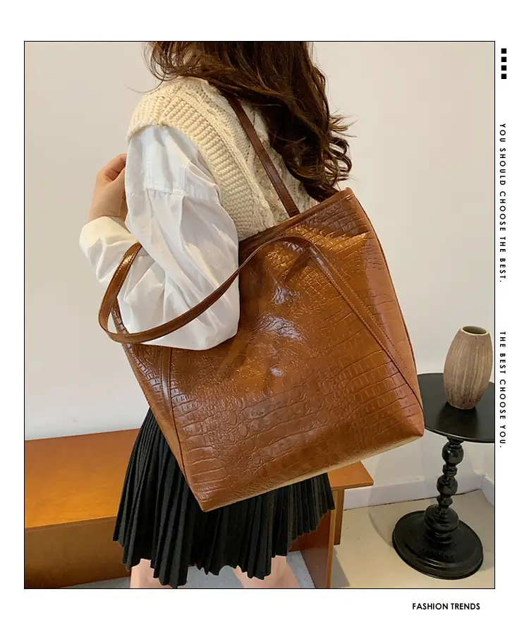 Green Croc Embossed Women's Large Tote Bag — feature 2