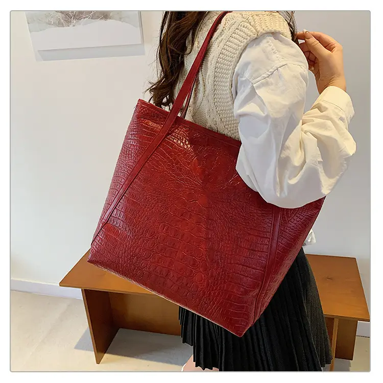 Green Croc Embossed Women's Large Tote Bag — feature 21