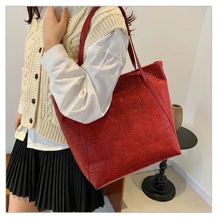 Green Croc Embossed Women's Large Tote Bag — feature 22
