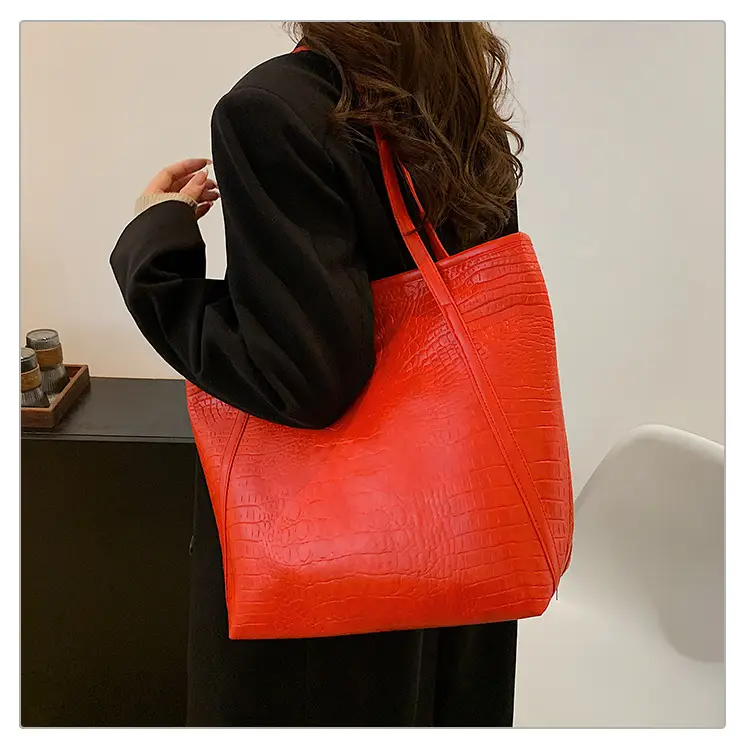 Green Croc Embossed Women's Large Tote Bag — feature 24