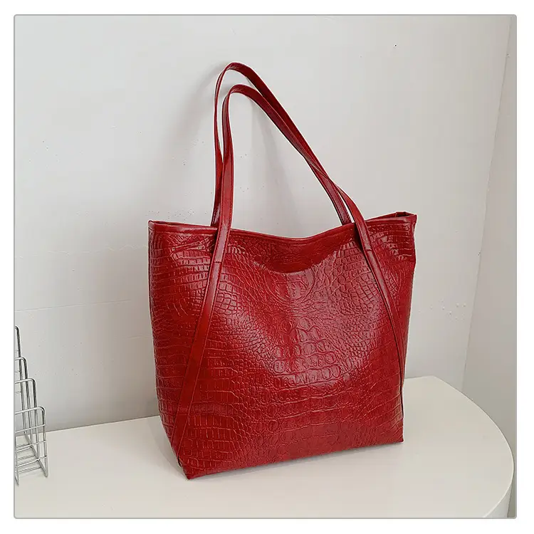 Green Croc Embossed Women's Large Tote Bag - Image 5