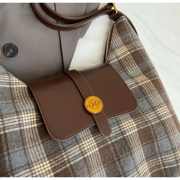 Women Plaid Check Shoulder Bag Large Capacity Travel Backpack — feature 26
