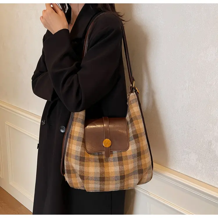 Women Plaid Check Shoulder Bag Large Capacity Travel Backpack — feature 33