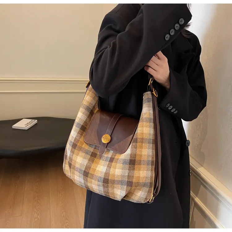 Women Plaid Check Shoulder Bag Large Capacity Travel Backpack — feature 37