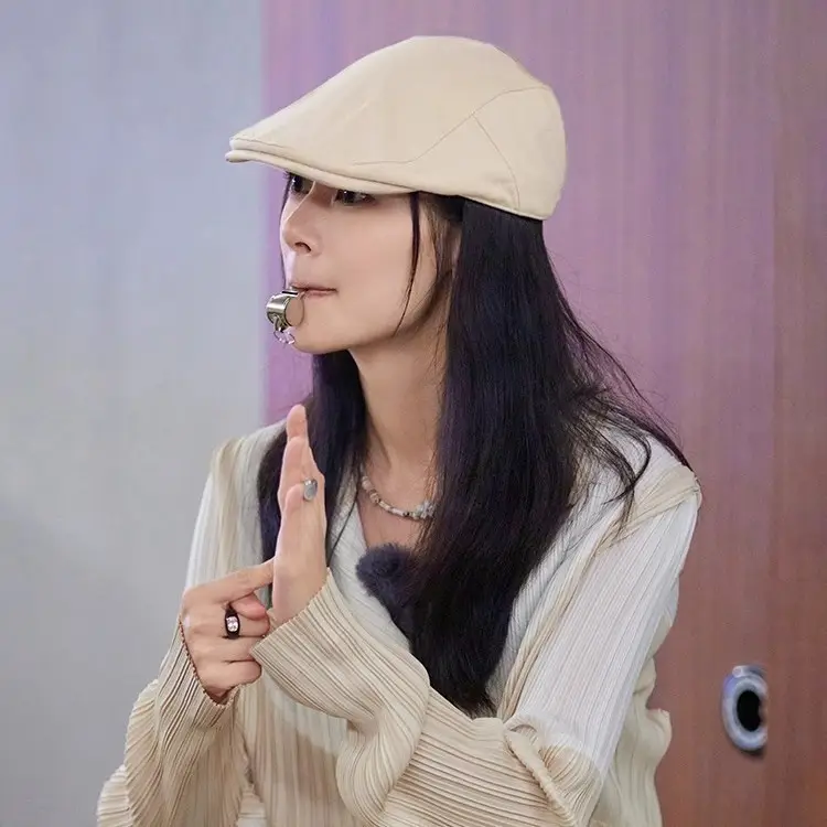 Women's Brown Forward Cap Autumn Winter Breathable Vintage Ins - Image 5