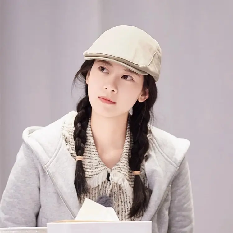 Women's Brown Forward Cap Autumn Winter Breathable Vintage Ins - Image 8