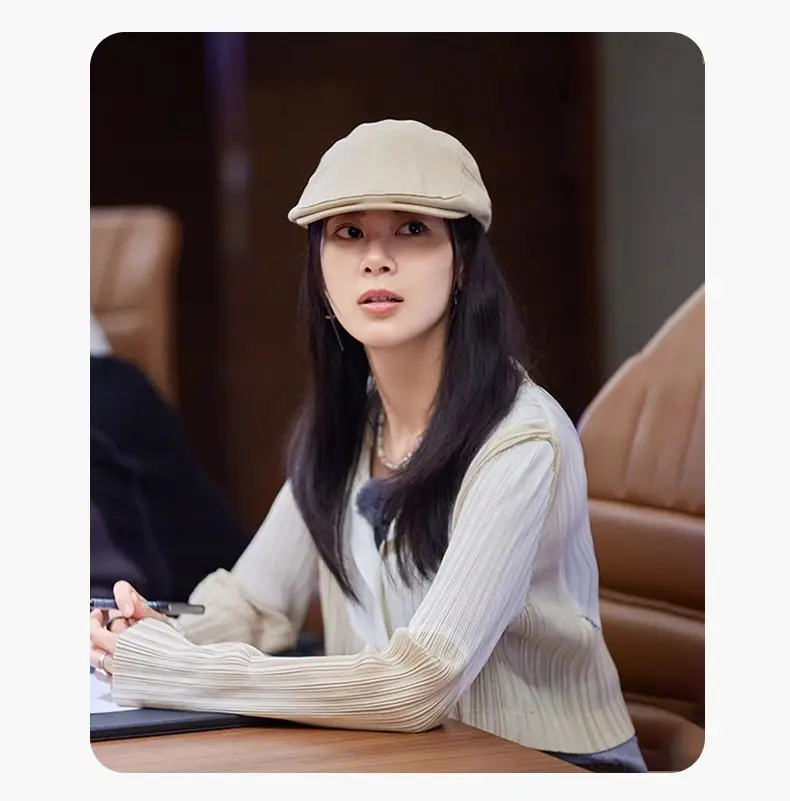 Women's Brown Forward Cap Autumn Winter Breathable Vintage Ins — feature 13
