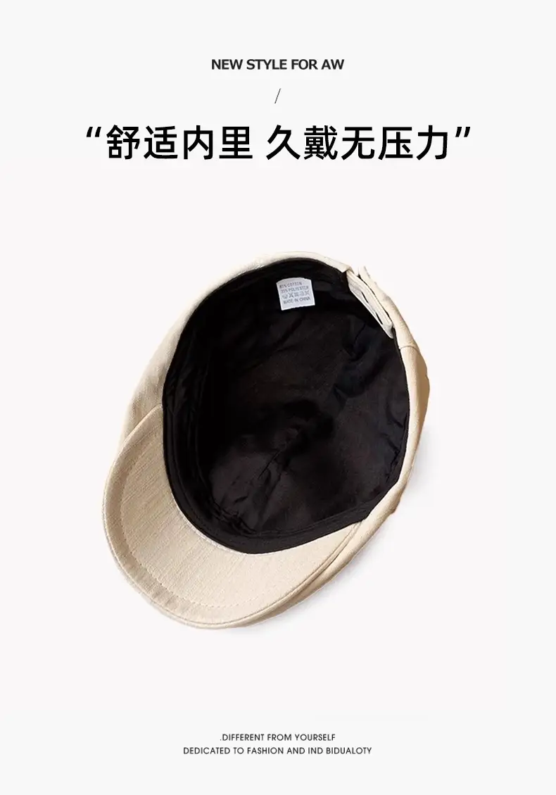 Women's Brown Forward Cap Autumn Winter Breathable Vintage Ins — feature 8