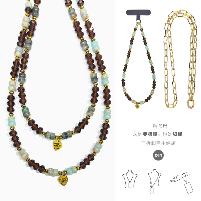 Maillard Crystal Beaded Necklace with Crossbody Design