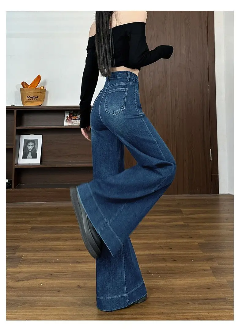Dark Blue Wide Leg Jeans Women's Autumn 2024 — feature 10