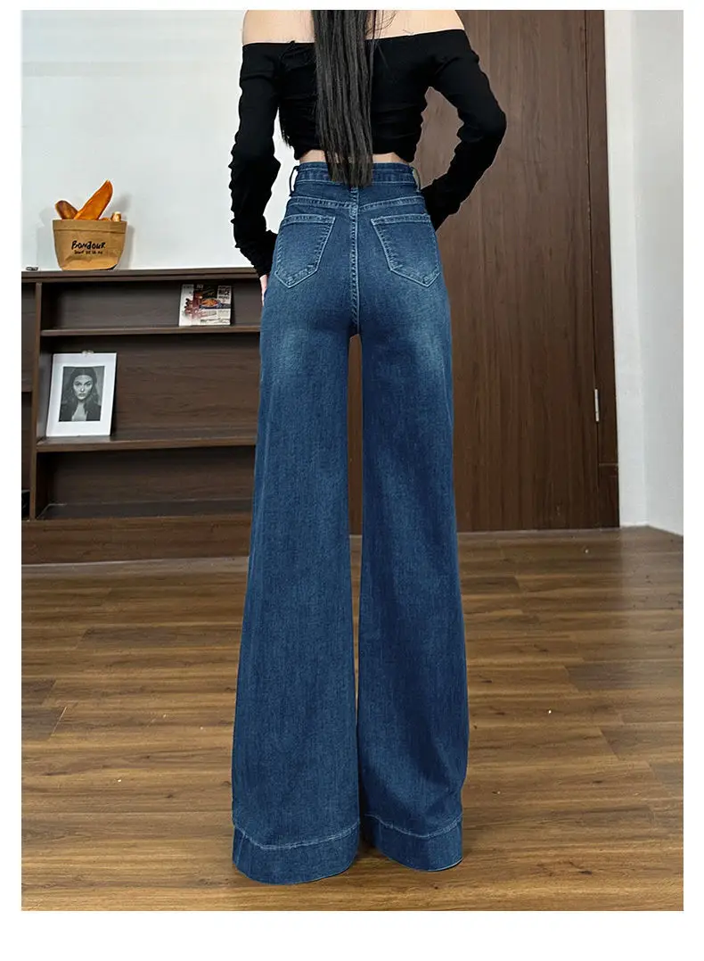 Dark Blue Wide Leg Jeans Women's Autumn 2024 — feature 11