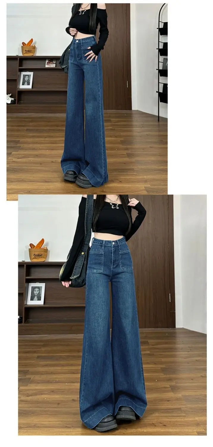 Dark Blue Wide Leg Jeans Women's Autumn 2024 — feature 5
