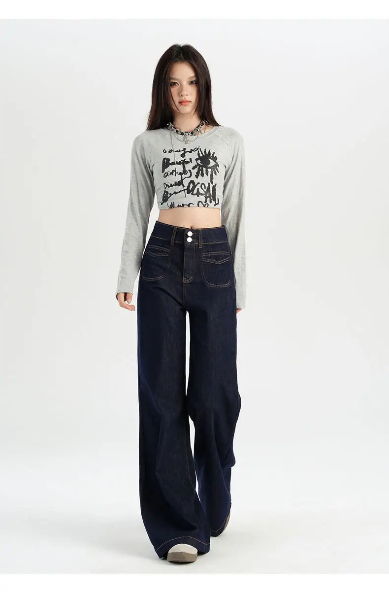 Dark Blue Vintage Wide Leg Jeans Women 2024 — feature 11