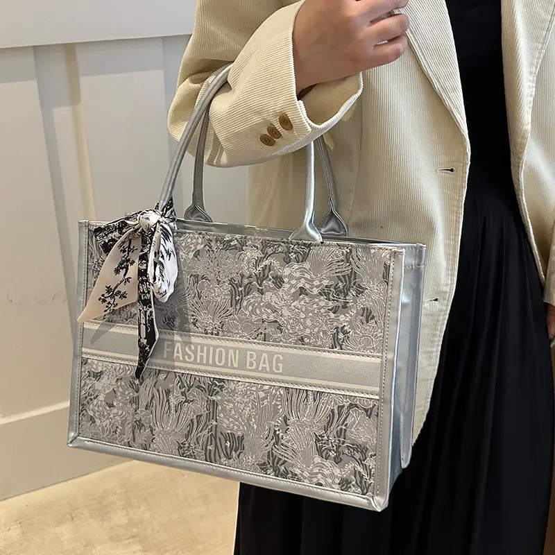 Women's Large Capacity Guofeng Tote Bag with Bow - Image 6