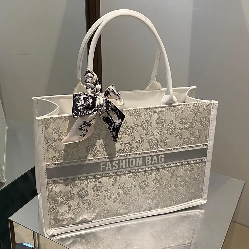 Women's Large Capacity Guofeng Tote Bag with Bow - Image 8