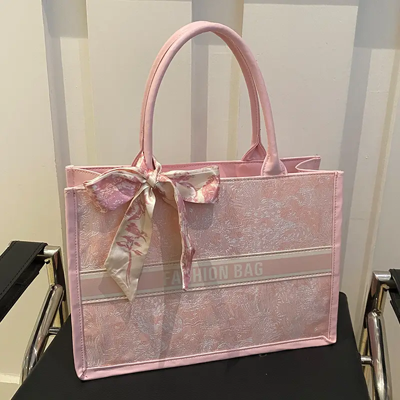 Women's Large Capacity Guofeng Tote Bag with Bow - Image 3