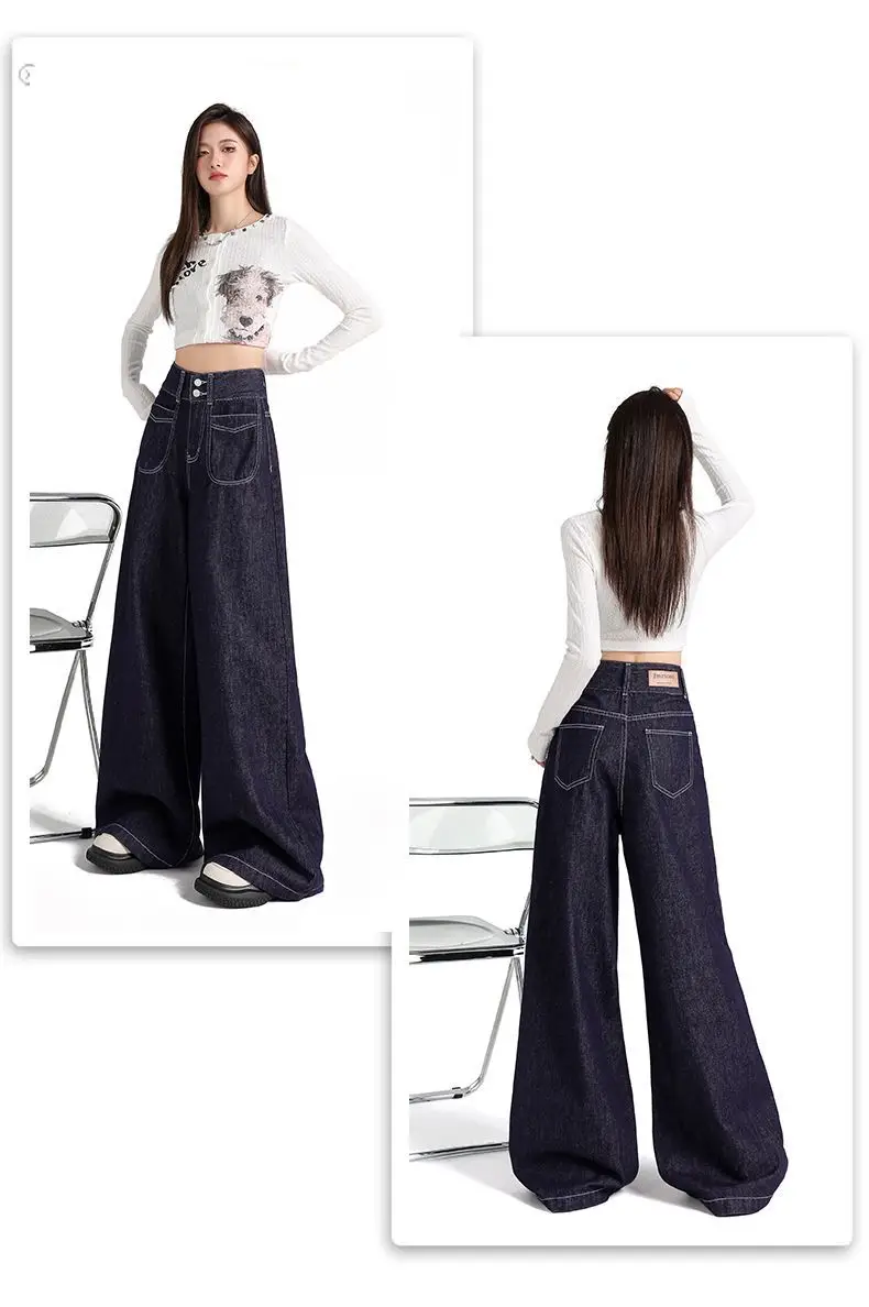 Vintage Dark Blue Wide Leg Jeans 2024 Autumn — feature 12