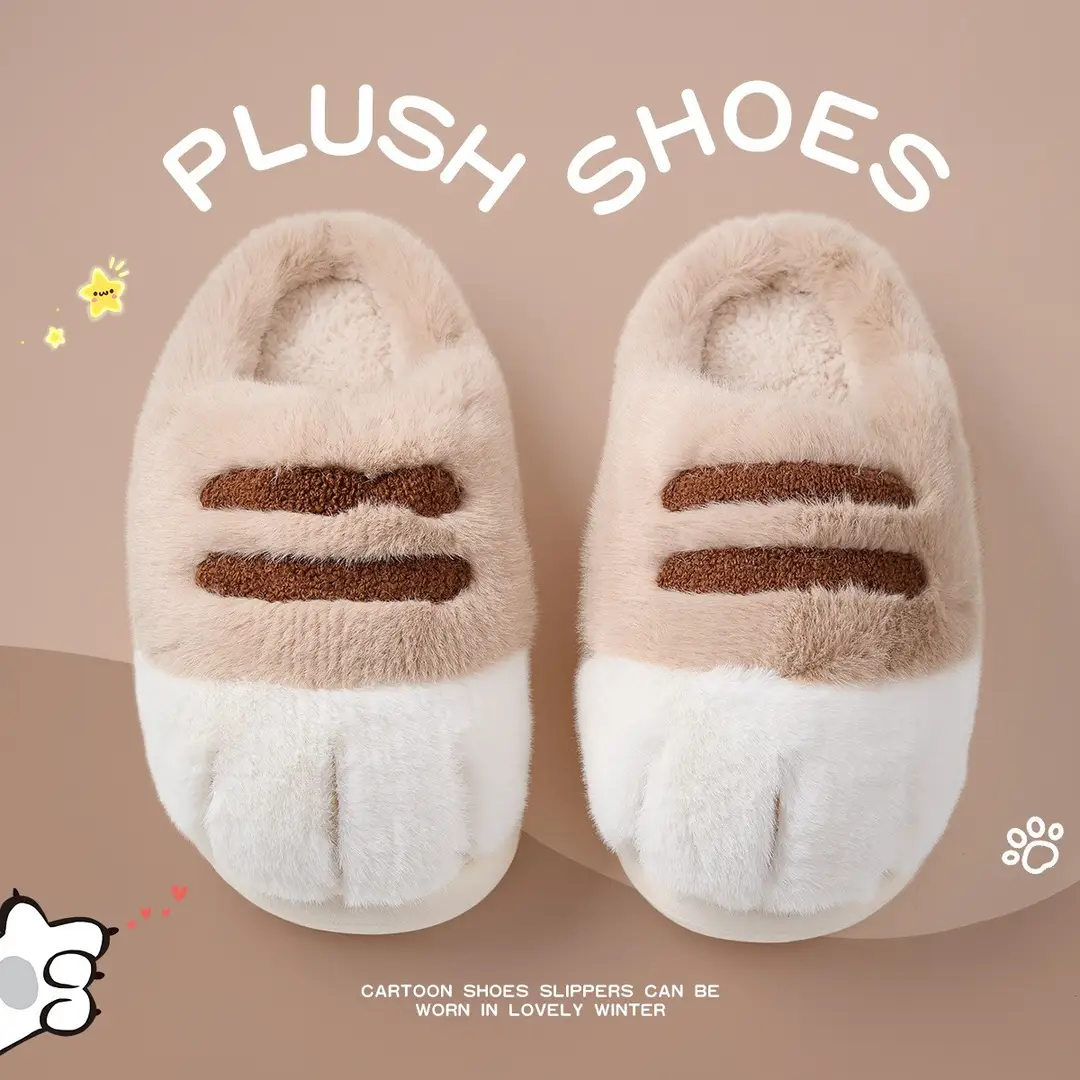 Nanbowan Cute Cat Claw Cotton Shoes Winter Fleece-Lined Thickened Cute Couple Outer Wear Home Indoor Cotton Slippers Wholesale
