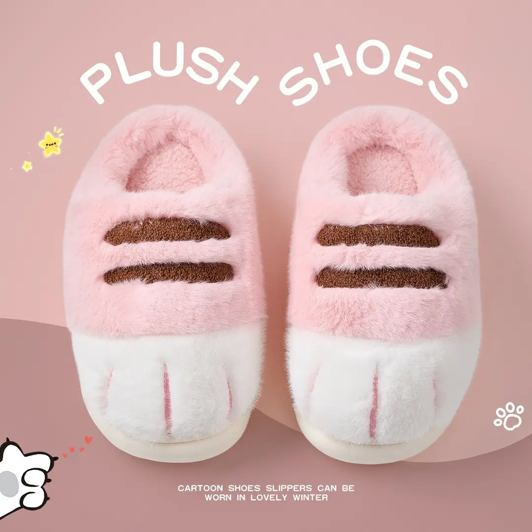Nanbowan Cute Cat Claw Cotton Shoes Winter Fleece-Lined Thickened Cute Couple Outer Wear Home Indoor Cotton Slippers Wholesale