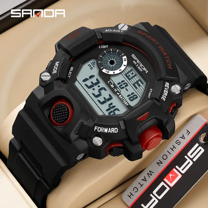 Sanda Sport Watch Black Digital Alarm Clock Waterproof - Image 9
