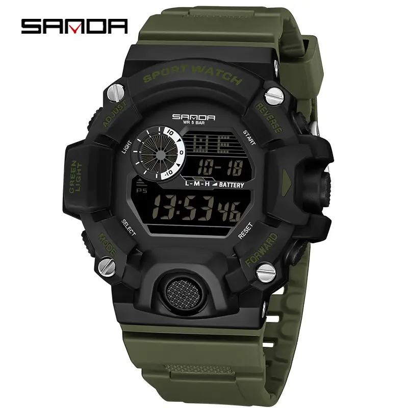 Sanda Sport Watch Black Digital Alarm Clock Waterproof - Image 4