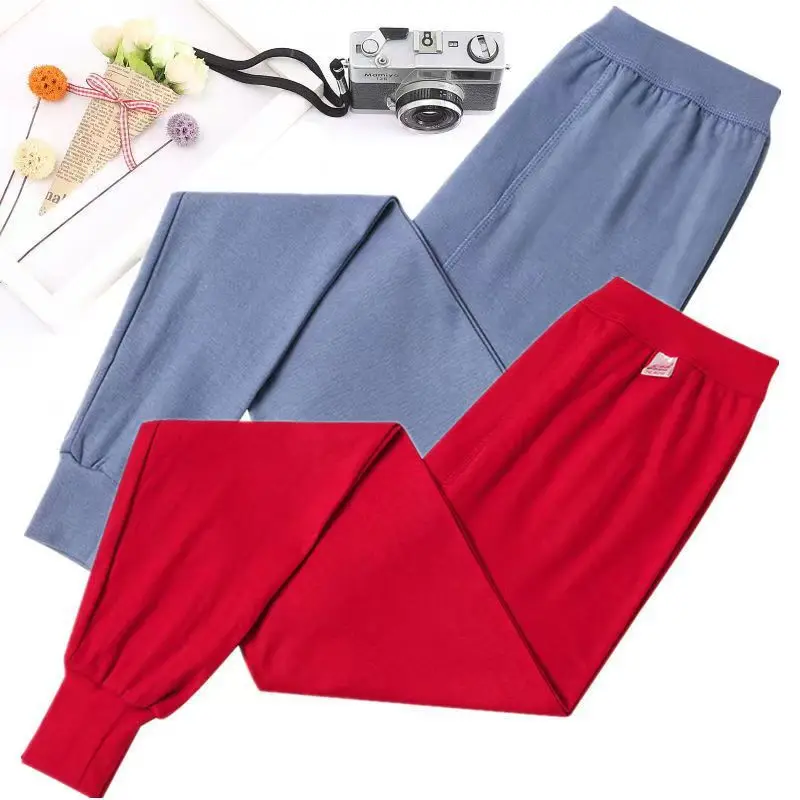 Cotton Men's Autumn Trousers Adult Autumn and Winter Loose plus size Plus Fertilizer High Waist Pants Cotton Wool Pants Warm Bottoming Pants