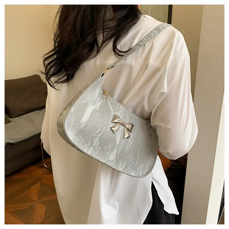 White Bow Embroidered Shoulder Bag for Women — feature 14