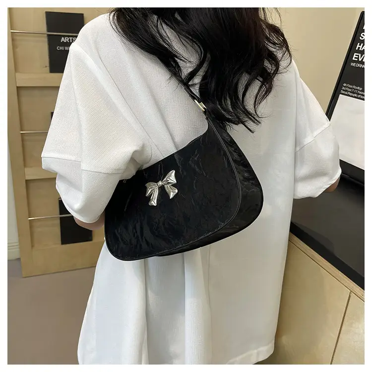 White Bow Embroidered Shoulder Bag for Women — feature 17