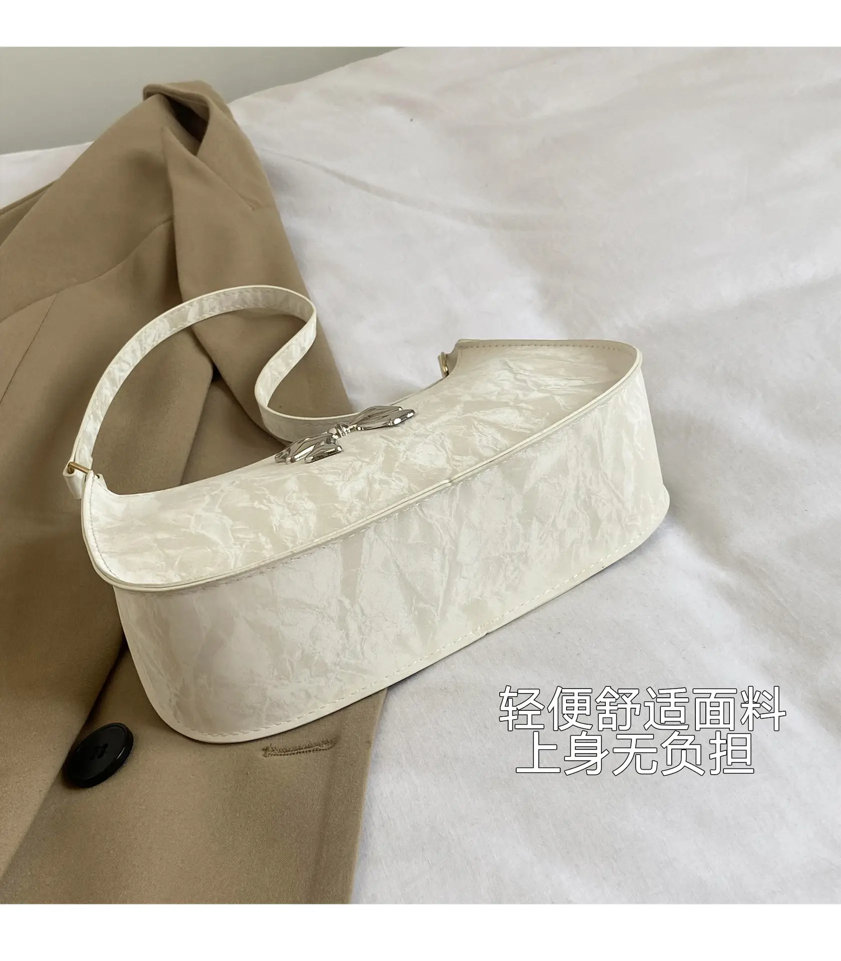 White Bow Embroidered Shoulder Bag for Women — feature 4