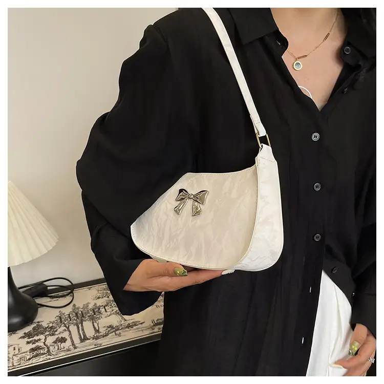 White Bow Embroidered Shoulder Bag for Women — feature 9