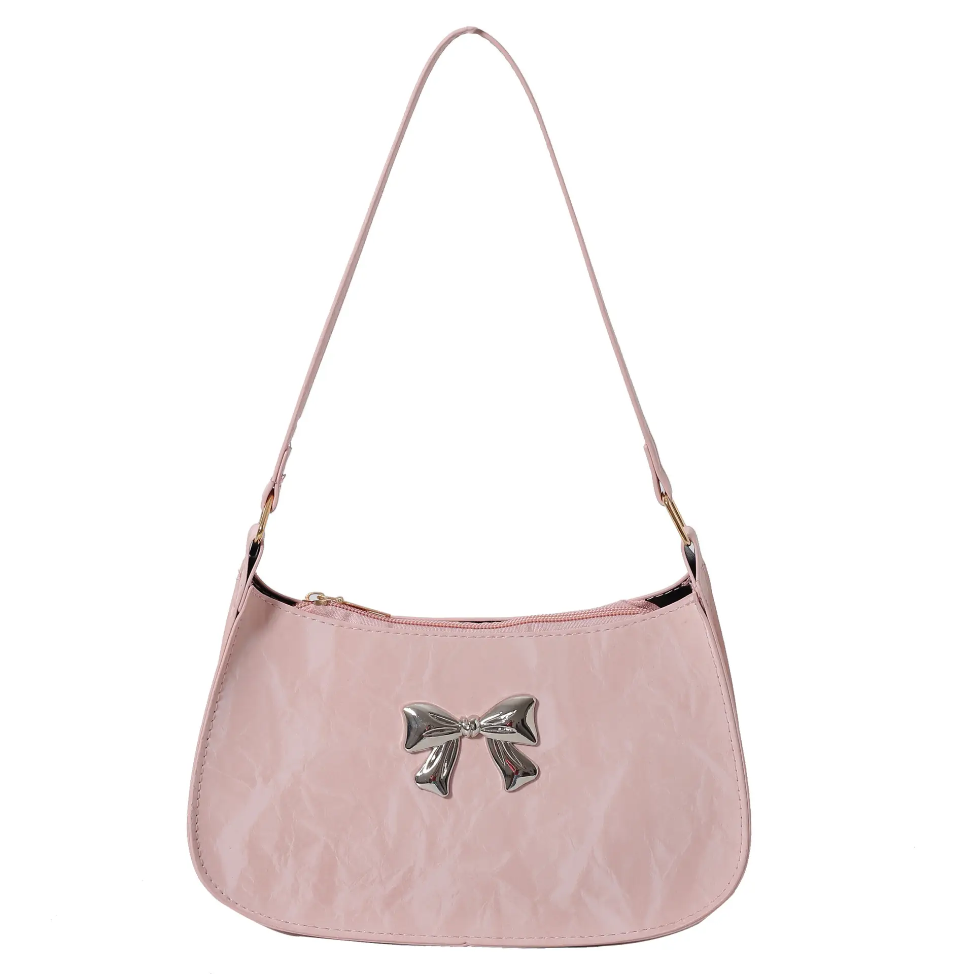 White Bow Embroidered Shoulder Bag for Women - Image 4