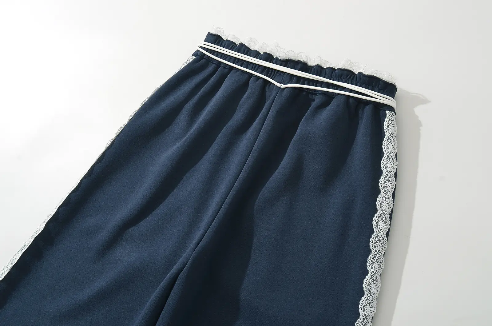 Women Dark Blue Wide Leg Pants Casual Striped Design — feature 11