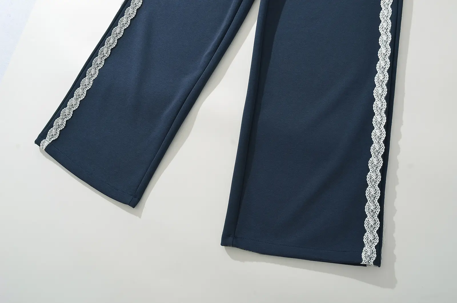 Women Dark Blue Wide Leg Pants Casual Striped Design — feature 12