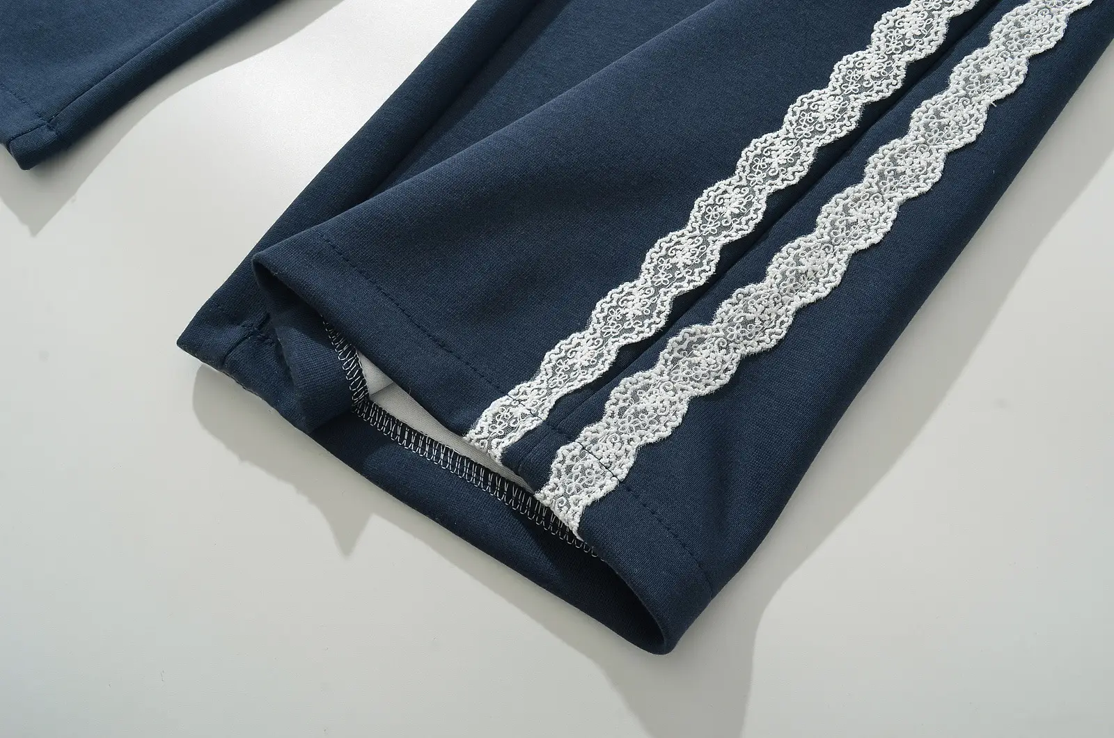 Women Dark Blue Wide Leg Pants Casual Striped Design — feature 8