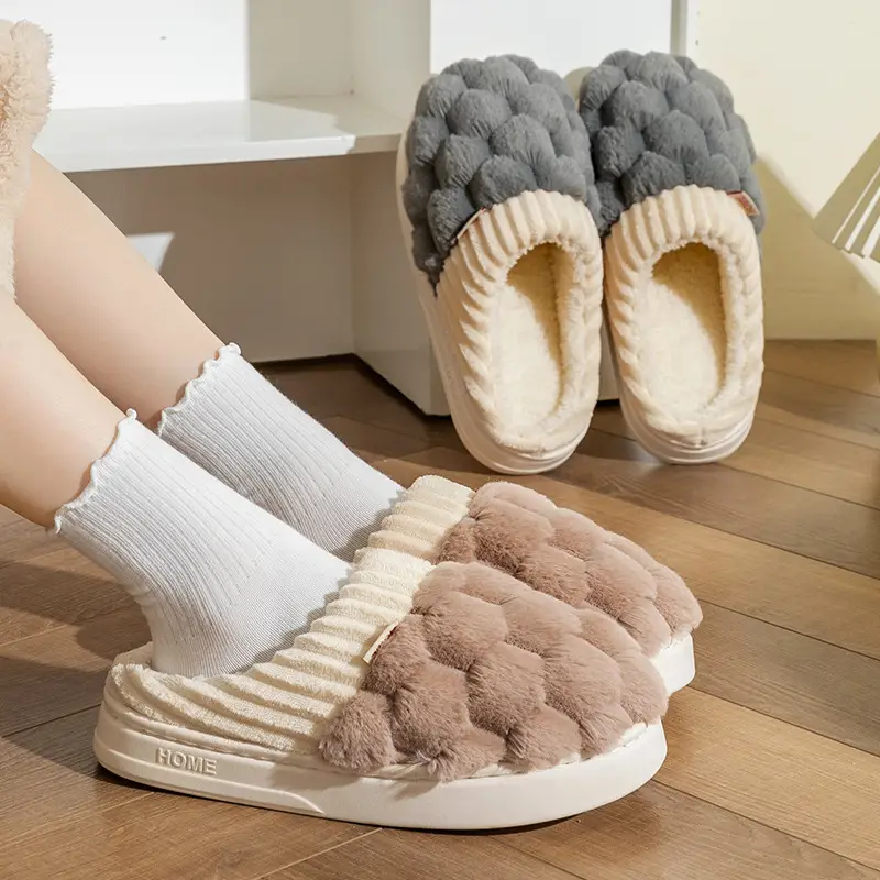 Women Cotton Floral Slippers Winter Warm Indoor