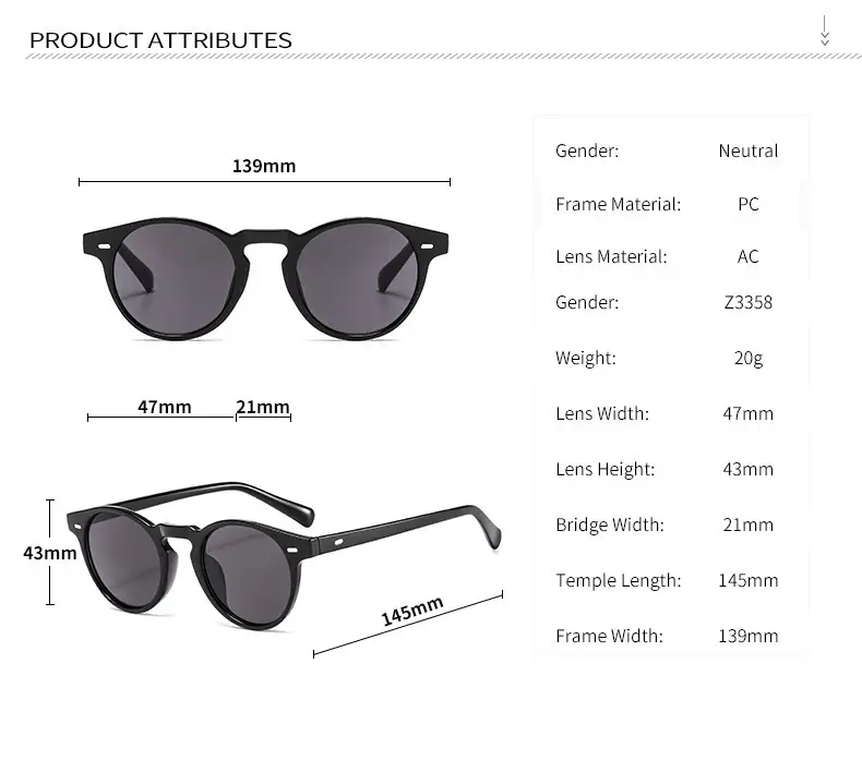Men's Orange Lens Sunglasses Black Small Frame — feature 4