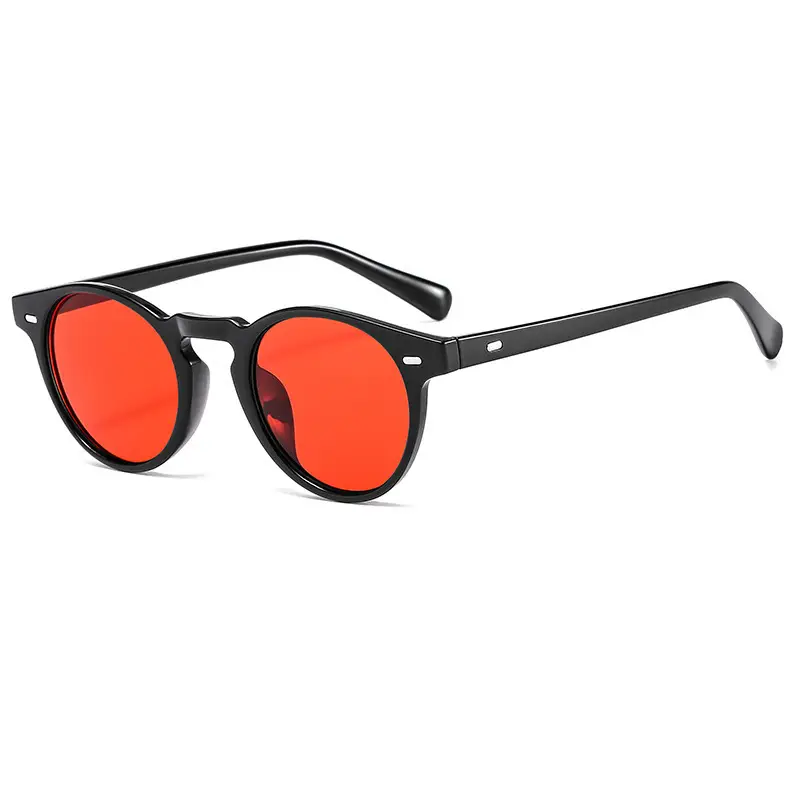 Men's Orange Lens Sunglasses Black Small Frame - Image 3