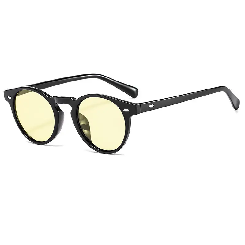 Men's Orange Lens Sunglasses Black Small Frame - Image 5