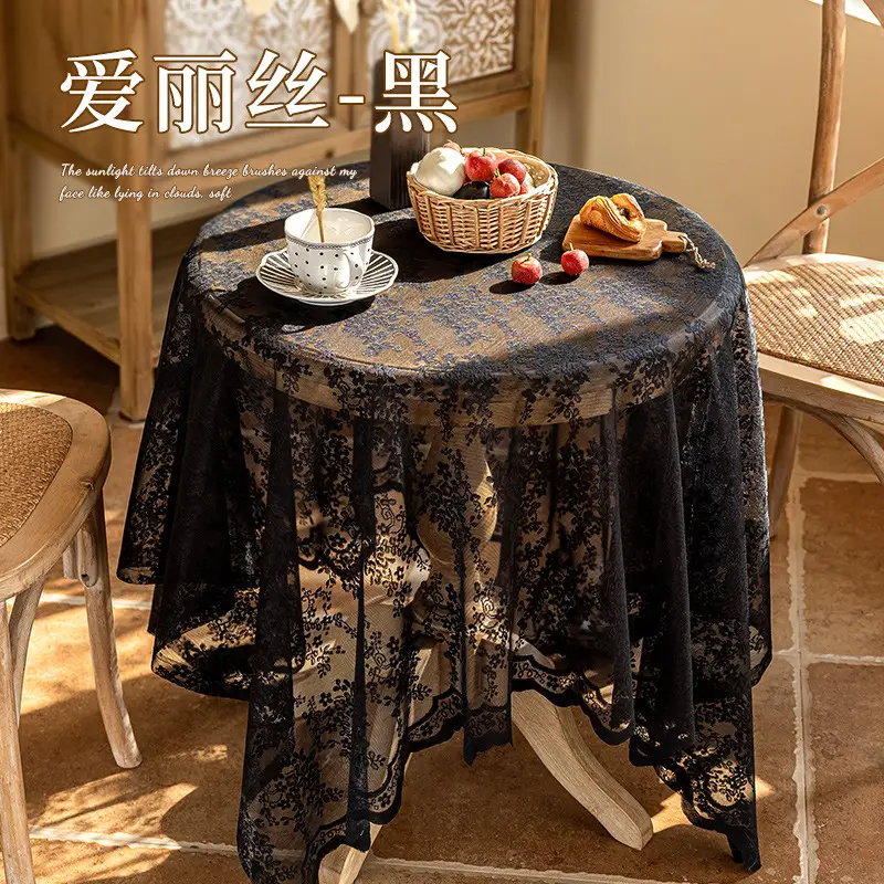 New French Pastoral Coffee Table Cloth Lace Decoration TV Cabinet Cover Cloth Bucket Cabinet Shoe Cabinet Cover Towel Mesh Tablecloth Wholesale