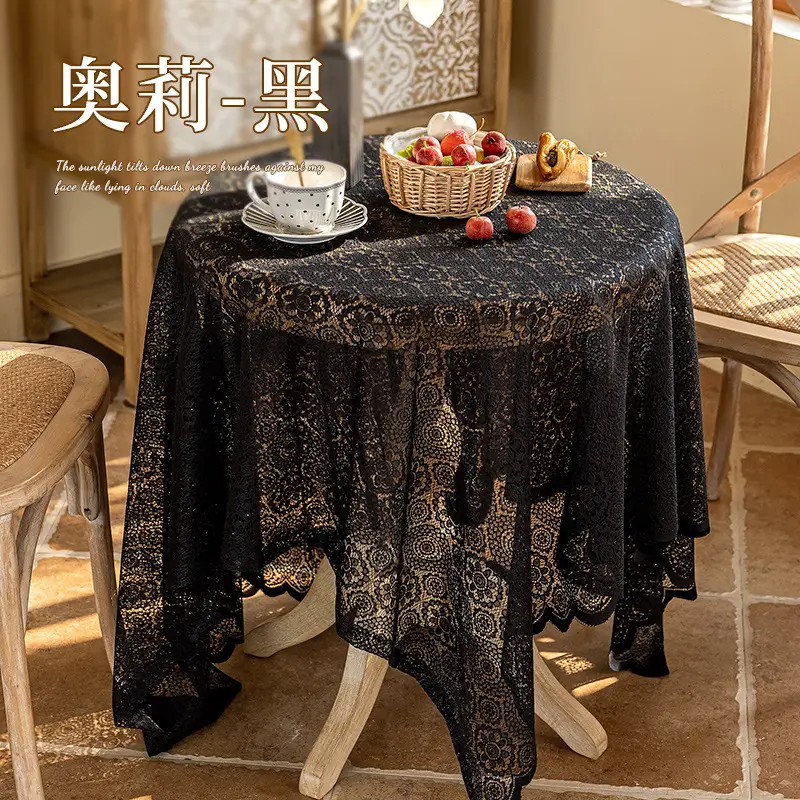 New French Pastoral Coffee Table Cloth Lace Decoration TV Cabinet Cover Cloth Bucket Cabinet Shoe Cabinet Cover Towel Mesh Tablecloth Wholesale