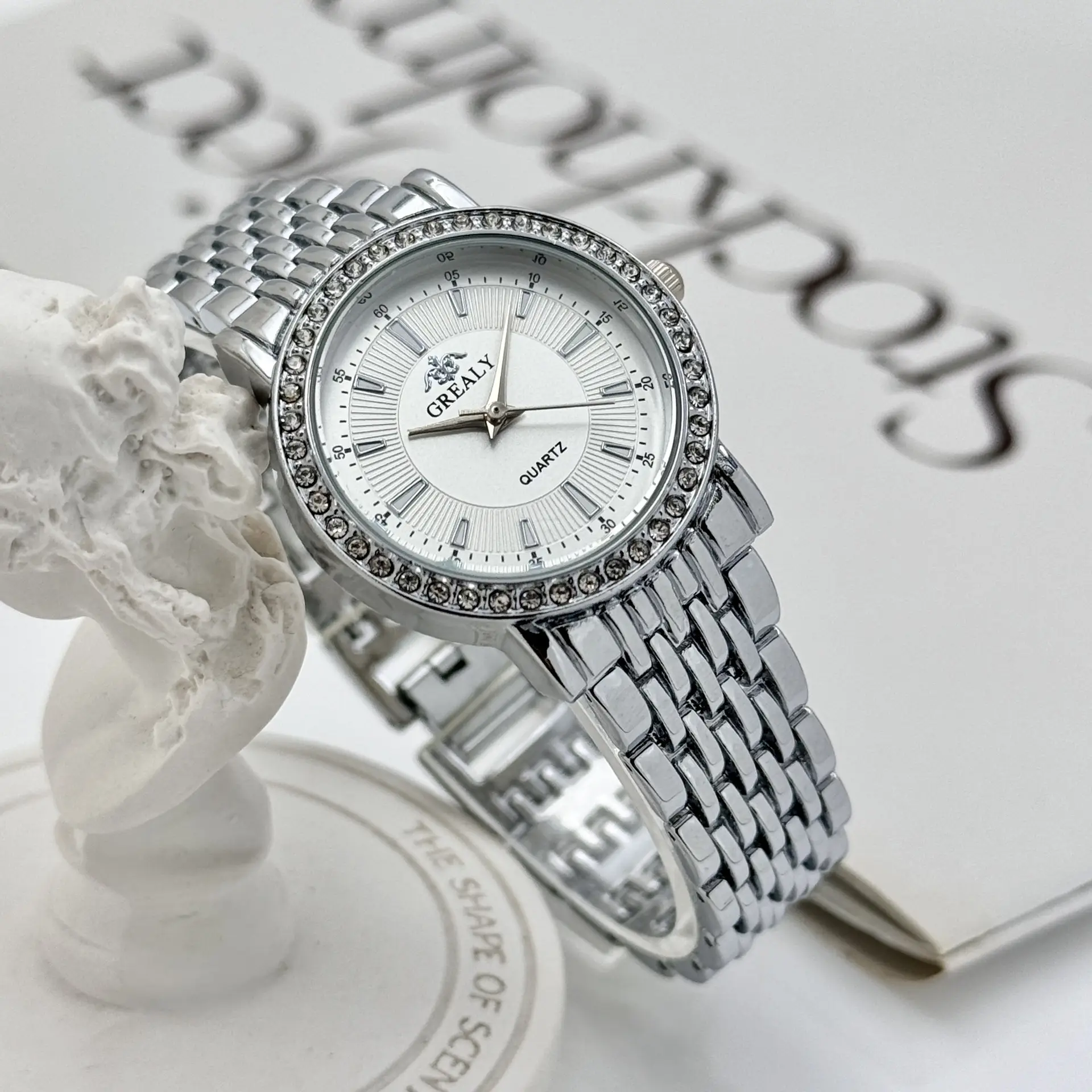 Gold Diamond Encrusted Women's Quartz Watch — feature 10