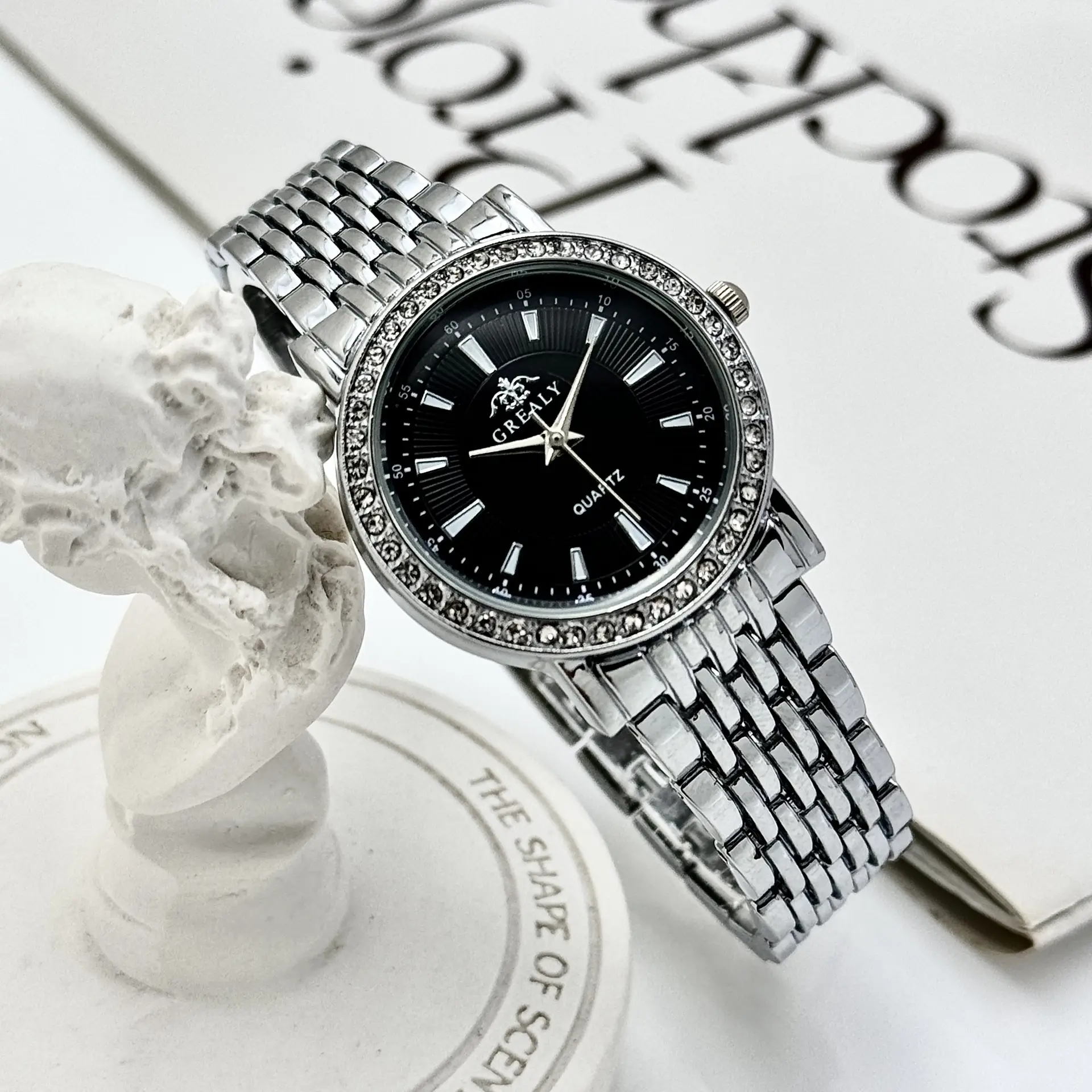 Gold Diamond Encrusted Women's Quartz Watch — feature 12