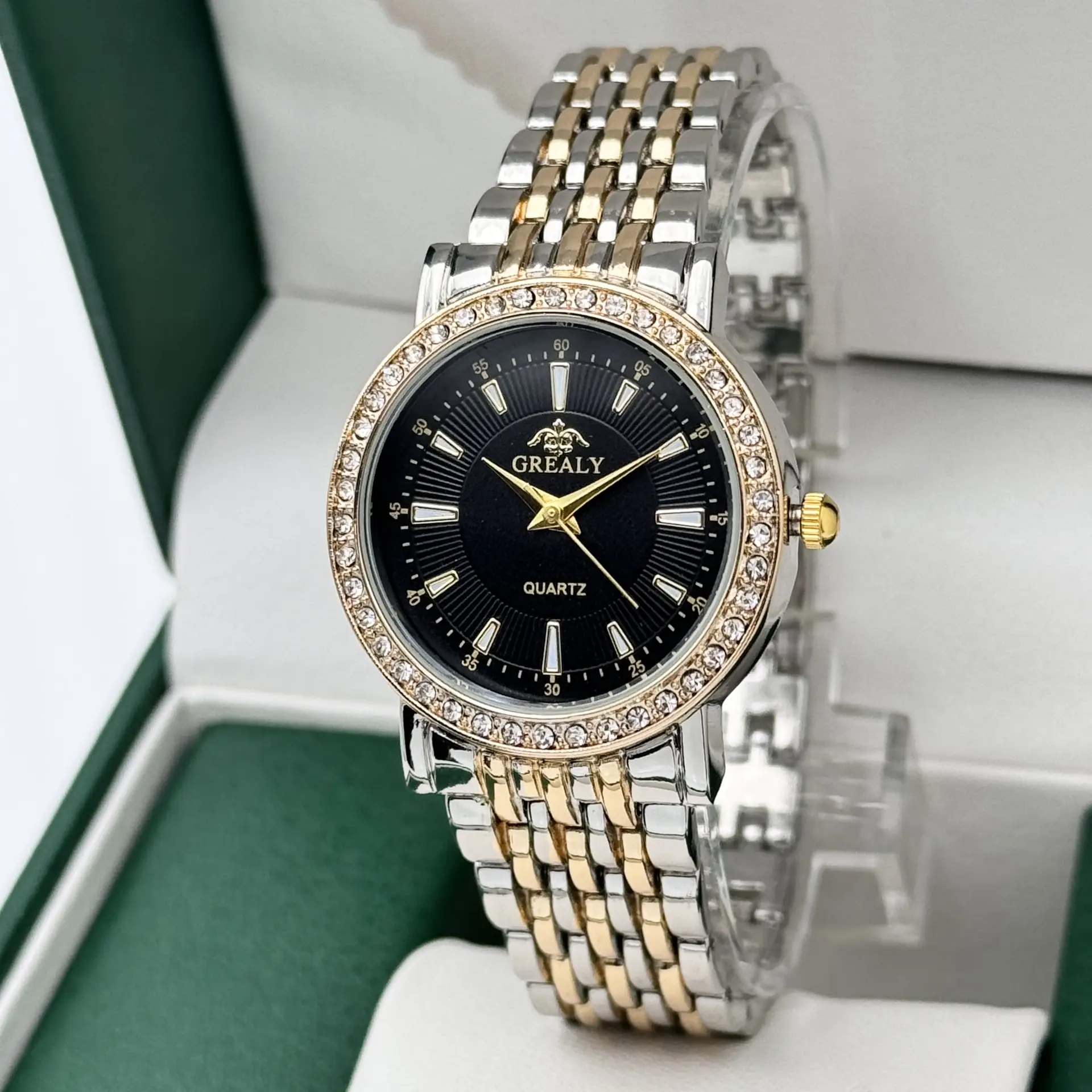 Gold Diamond Encrusted Women's Quartz Watch — feature 4