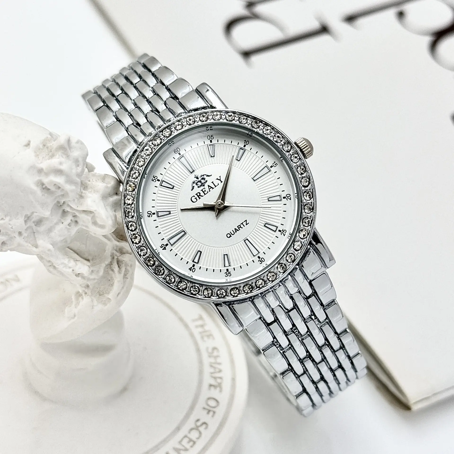 Gold Diamond Encrusted Women's Quartz Watch — feature 9