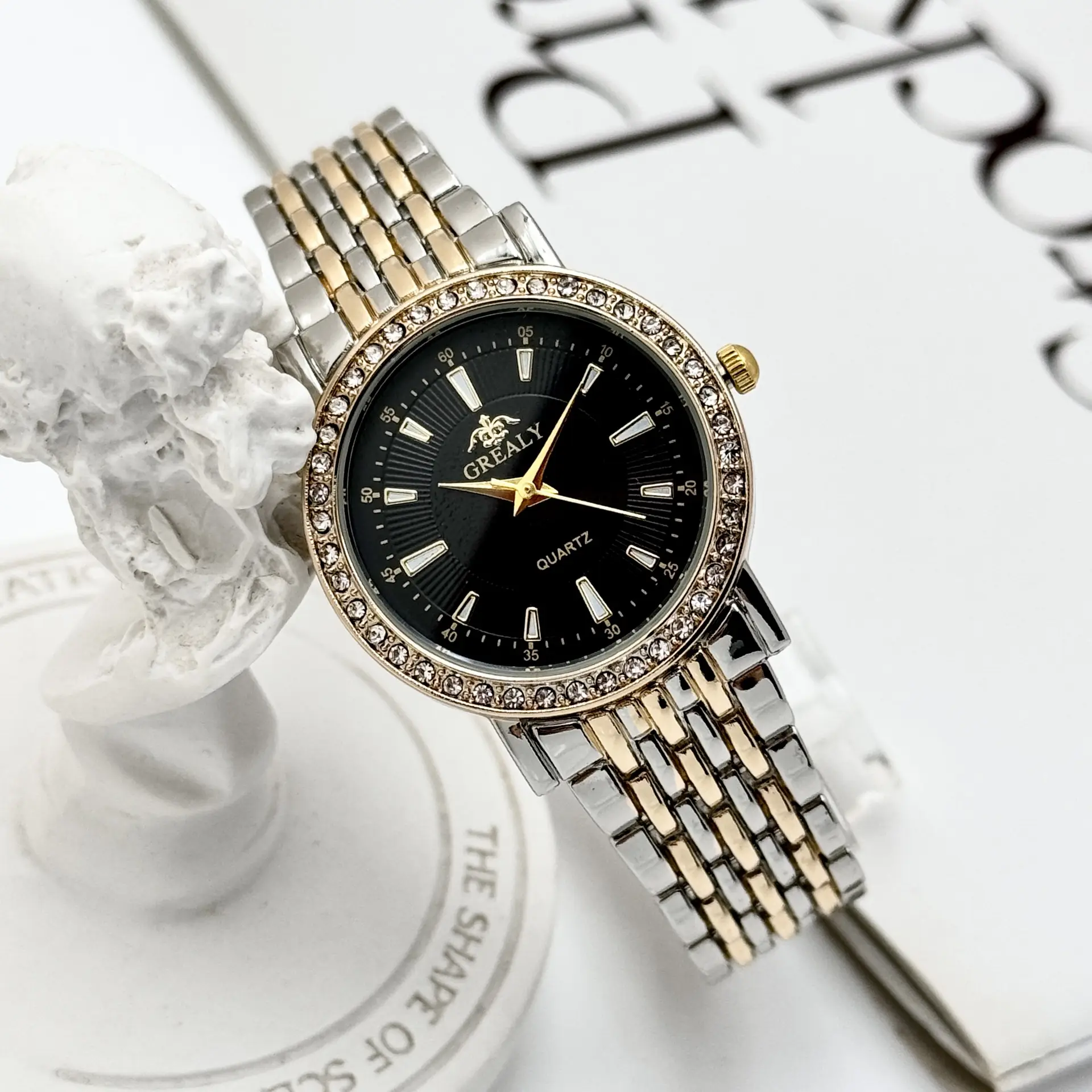 Gold Diamond Encrusted Women's Quartz Watch - Image 4