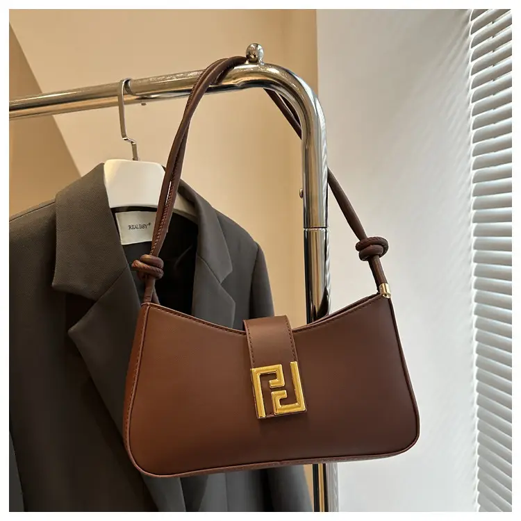 Black Fendi Style Shoulder Bag with Gold Logo — feature 12