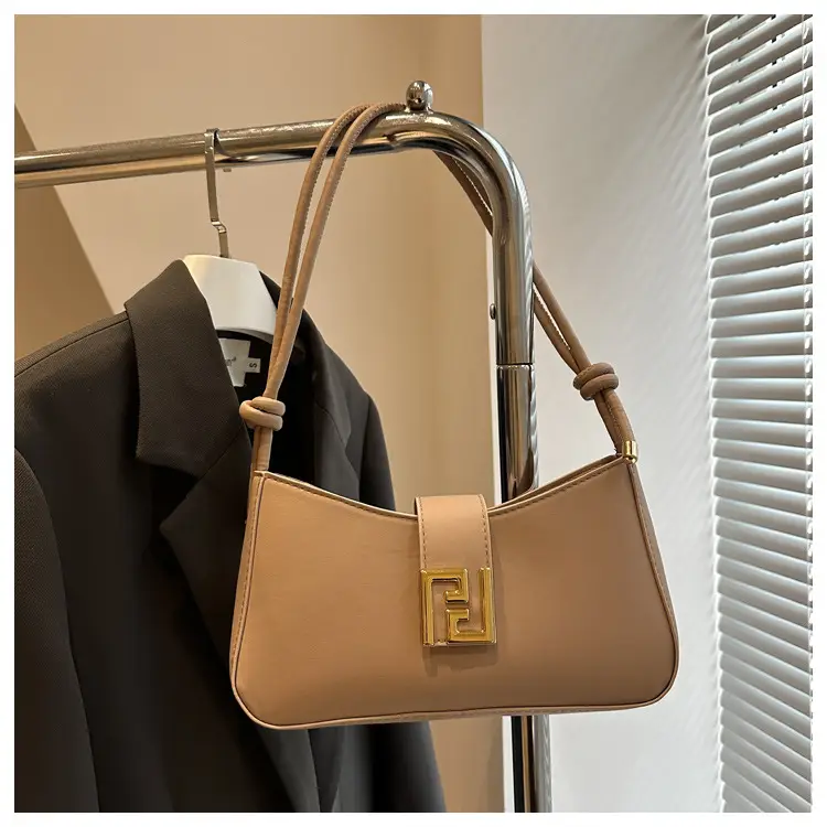 Black Fendi Style Shoulder Bag with Gold Logo — feature 13